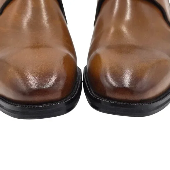 NEW Duca Italy Mens size 9 Burnished Brown Leather Plain-toe Derby Oxfords 42EU - Picture 10 of 14